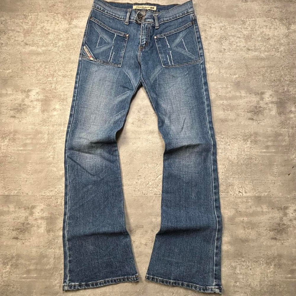 Diesel Jeans Women 28 Blue Y2K Low Waisted Dark Wash Bootcut Flare Designer